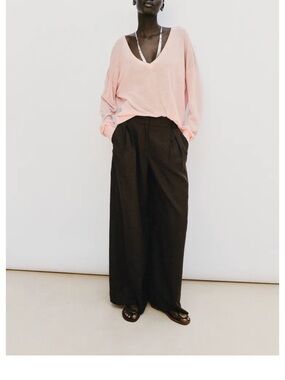 Zara brown Wide-Leg Trousers